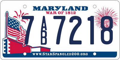 MD license plate 7AB7218