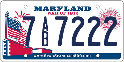 MD license plate 7AB7222