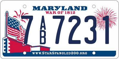 MD license plate 7AB7231