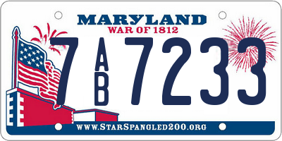 MD license plate 7AB7233
