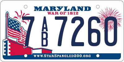 MD license plate 7AB7260