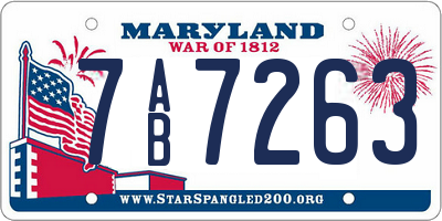 MD license plate 7AB7263