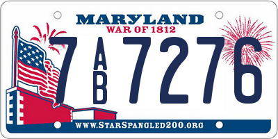 MD license plate 7AB7276