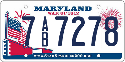 MD license plate 7AB7278