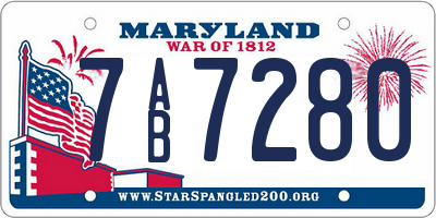 MD license plate 7AB7280