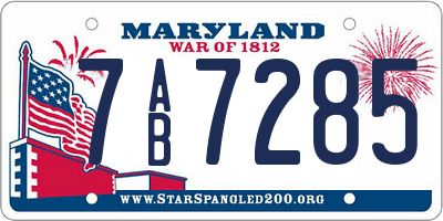 MD license plate 7AB7285