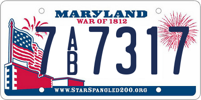 MD license plate 7AB7317