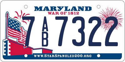 MD license plate 7AB7322
