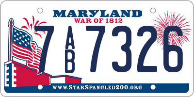 MD license plate 7AB7326