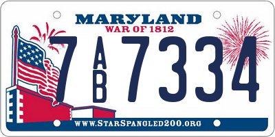 MD license plate 7AB7334