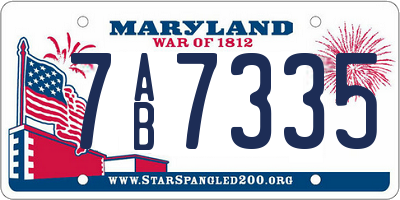 MD license plate 7AB7335