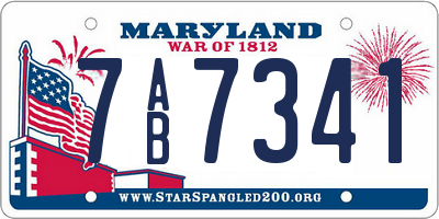 MD license plate 7AB7341