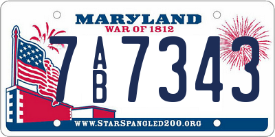 MD license plate 7AB7343