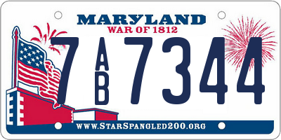 MD license plate 7AB7344