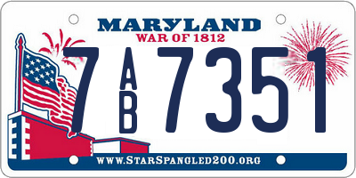 MD license plate 7AB7351