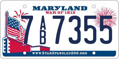 MD license plate 7AB7355