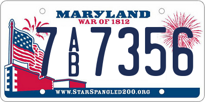 MD license plate 7AB7356