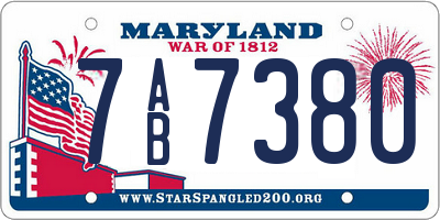 MD license plate 7AB7380