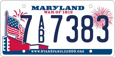 MD license plate 7AB7383