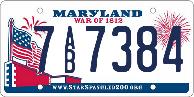 MD license plate 7AB7384