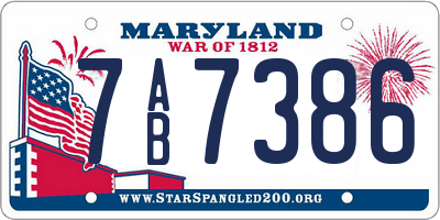 MD license plate 7AB7386