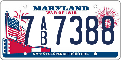 MD license plate 7AB7388