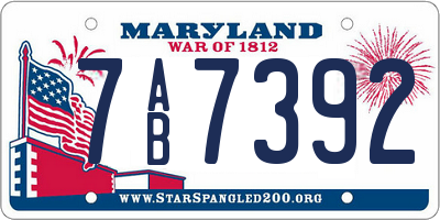 MD license plate 7AB7392