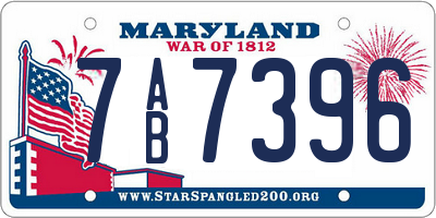 MD license plate 7AB7396