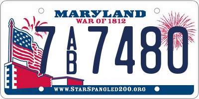 MD license plate 7AB7480