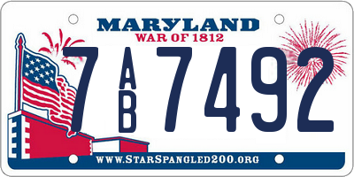 MD license plate 7AB7492