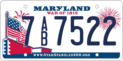 MD license plate 7AB7522