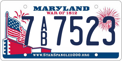 MD license plate 7AB7523