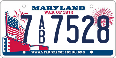MD license plate 7AB7528