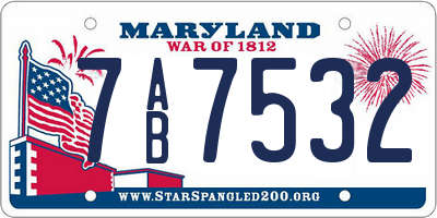 MD license plate 7AB7532