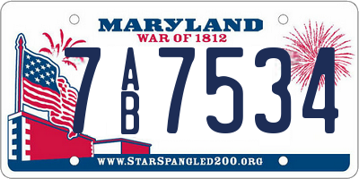 MD license plate 7AB7534