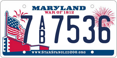 MD license plate 7AB7536