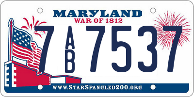 MD license plate 7AB7537