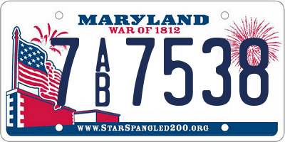 MD license plate 7AB7538