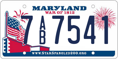 MD license plate 7AB7541