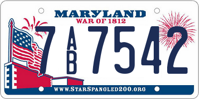 MD license plate 7AB7542