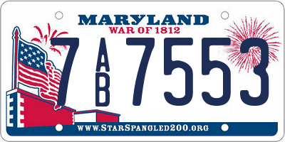 MD license plate 7AB7553