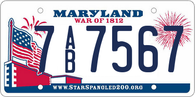 MD license plate 7AB7567