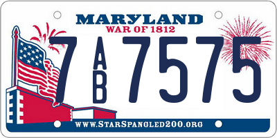 MD license plate 7AB7575