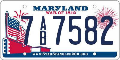 MD license plate 7AB7582