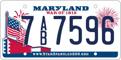 MD license plate 7AB7596