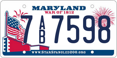 MD license plate 7AB7598