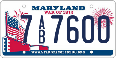 MD license plate 7AB7600