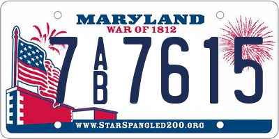MD license plate 7AB7615
