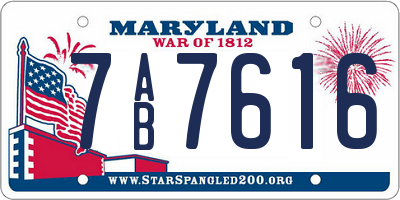 MD license plate 7AB7616