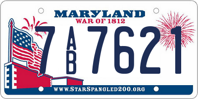 MD license plate 7AB7621